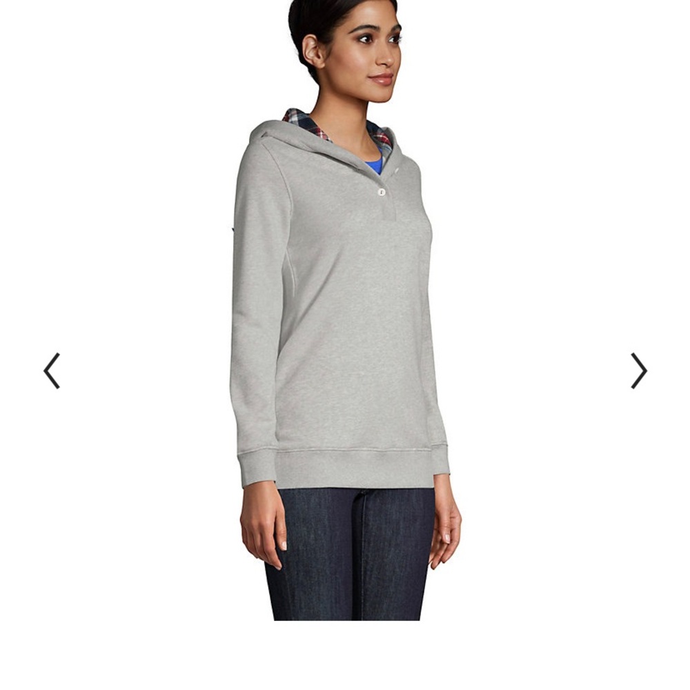 Lands End Pull Over Hoodie With Button Front - image 3